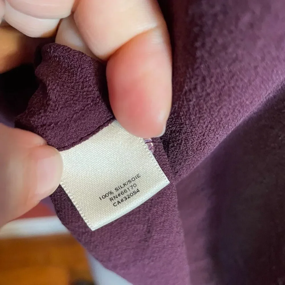 MOULINETTE SOEURS | anthropologie | silk purple button down blouse 6